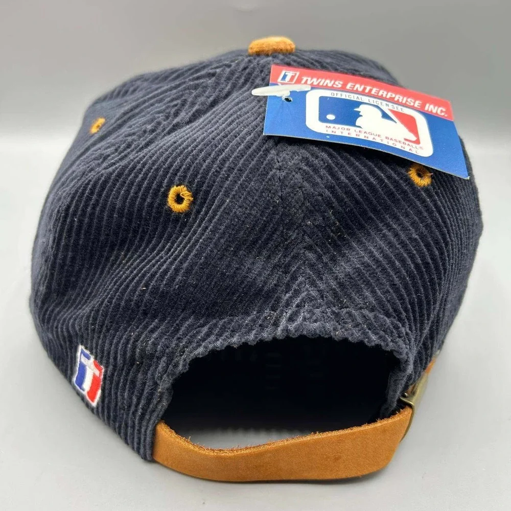 Vintage New York Yankees Hat Men Suede Corduroy Twins Enterprise Strap Back New